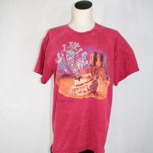 Vintage Y2K Adult Shirt The Mountain Native American Red Tie Dye Distressed Lg